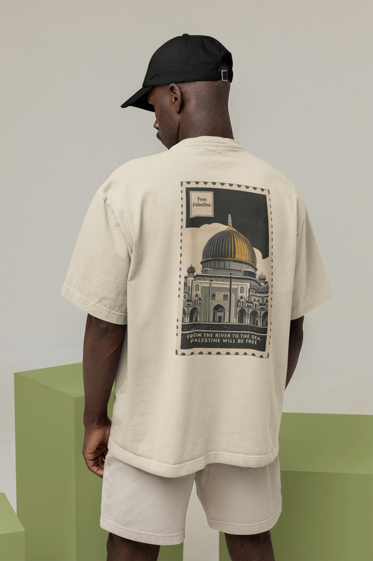 Free Palestine Beige Oversized T-Shirt