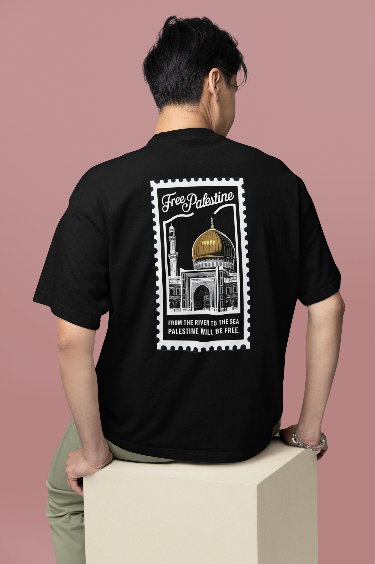 Free Palestine Black Oversized T-Shirt